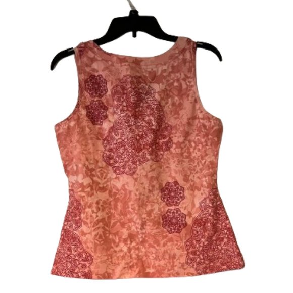 Danskin Now - Peach & Red Printed Athletic Tank Top w/Built in Bra - Large - Picture 2 of 4
